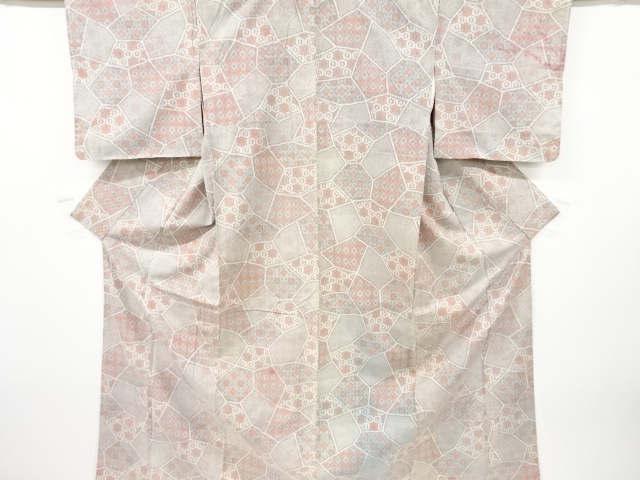 JAPANESE KIMONO / ANTIQUE KIMONO / SILK / TSUMUGI / WOVEN FLORAL KIKKO